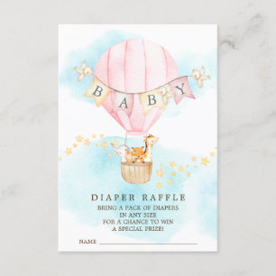 Baby Animals Hot Air Balloon Diaper Raffle Ticket Enclosure Card