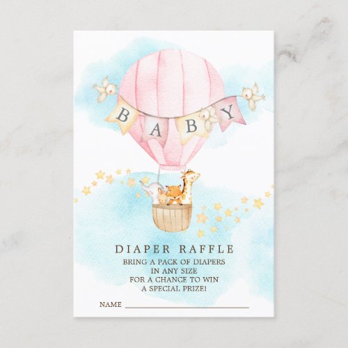 Baby Animals Hot Air Balloon Diaper Raffle Ticket Enclosure Card