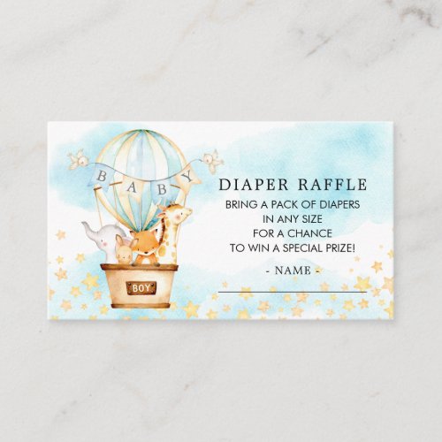 Baby Animals Hot Air Balloon Diaper Raffle Ticket Enclosure Card