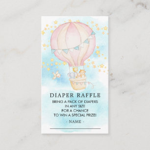 Baby Animals Hot Air Balloon Diaper Raffle Ticket Enclosure Card