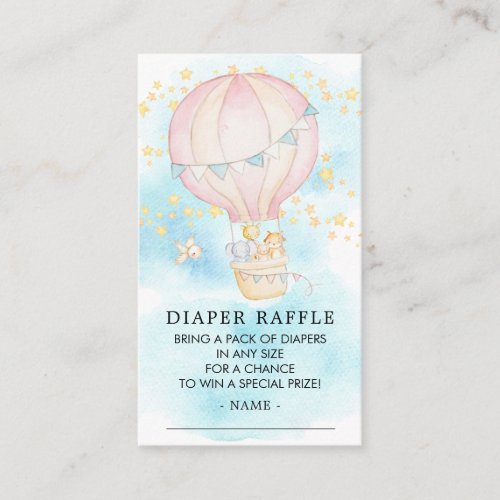Baby Animals Hot Air Balloon Diaper Raffle Ticket Enclosure Card