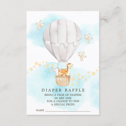 Baby Animals Hot Air Balloon Diaper Raffle Ticket Enclosure Card