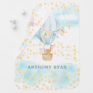 Baby Animals Hot Air Balloon Girls Blanket