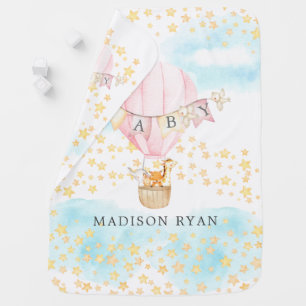 Baby Animals Hot Air Balloon Girls Blanket
