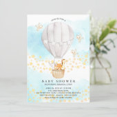Baby Animals Hot Air Balloon Neutral Baby Shower Invitation (Standing Front)