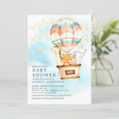 Baby Animals Hot Air Balloon Ride Baby Shower Invitation (Standing Front)
