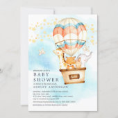 Baby Animals Hot Air Balloon Ride Baby Shower Invitation (Front)
