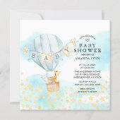 Baby Animals Hot Air Balloon Ride Boys Baby Shower Invitation (Front)