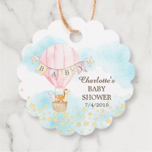 Baby Animals Hot Air Balloon Ride Favor Gift Tag
