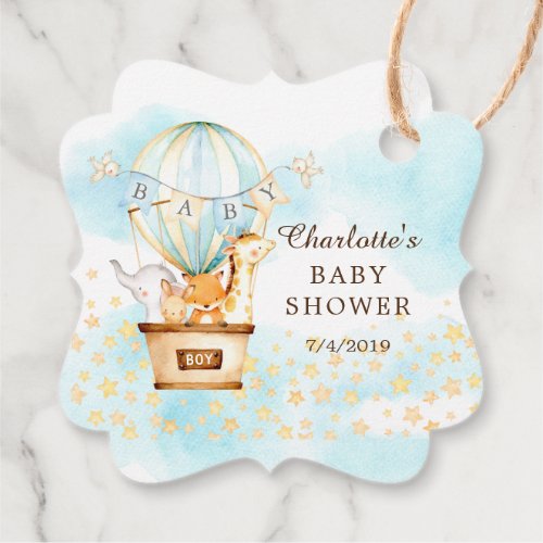 Baby Animals Hot Air Balloon Ride Favor Gift Tag