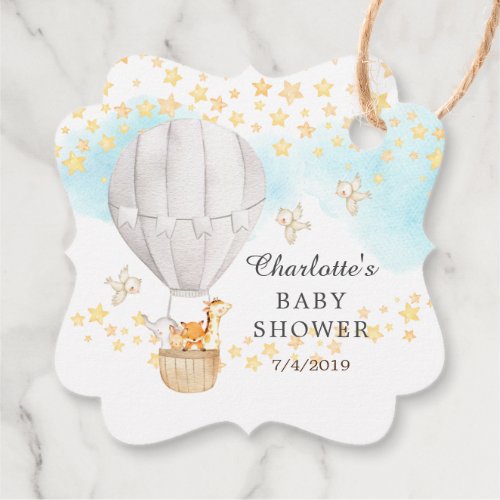 Baby Animals Hot Air Balloon Ride Favor Gift Tag