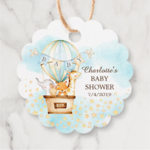 Baby Animals Hot Air Balloon Ride Favor Gift Tag