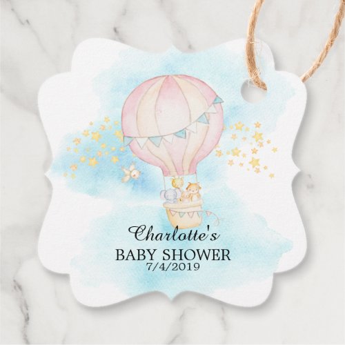 Baby Animals Hot Air Balloon Ride Favor Gift Tag