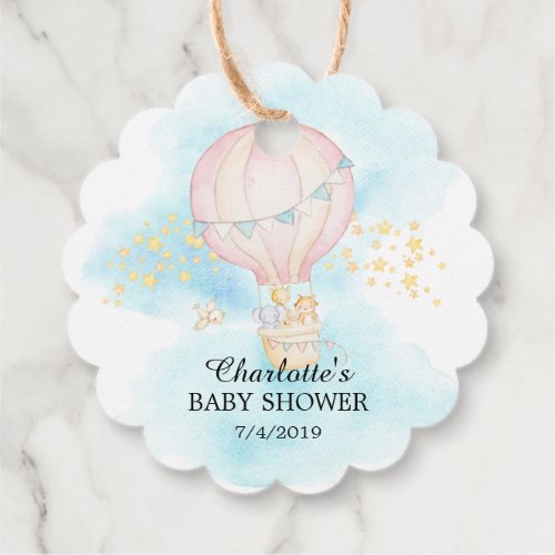 Baby Animals Hot Air Balloon Ride Favor Gift Tag