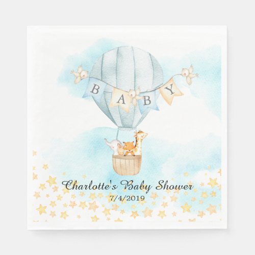 Baby Animals Hot Air Balloon Shower Paper Napkins