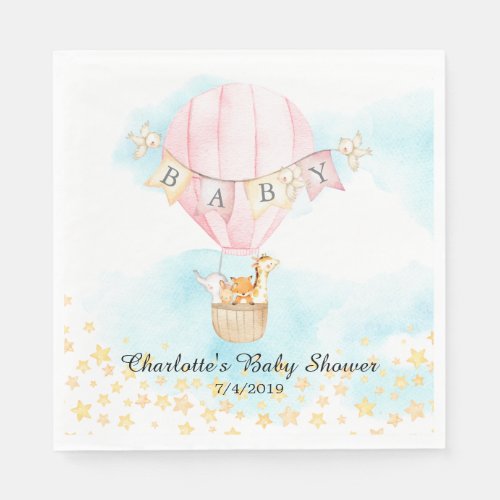 Baby Animals Hot Air Balloon Shower Paper Napkins