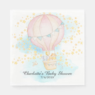 Baby Animals Hot Air Balloon Shower Paper Napkins