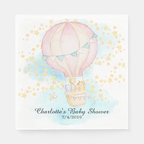 Baby Animals Hot Air Balloon Shower Paper Napkins