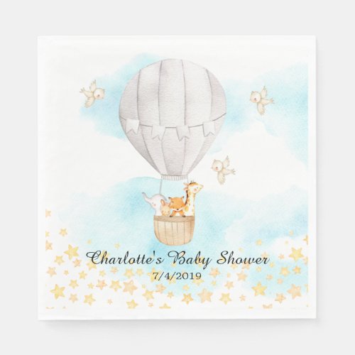 Baby Animals Hot Air Balloon Shower Paper Napkins