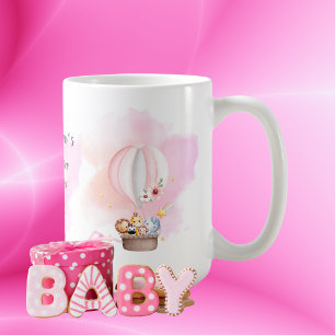 Baby Animals In a Pink Hot Air Balloon Coffee Mug
