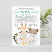 Baby Animals in Masks Drive By Covid Baby Shower Invitation (Standing Front)