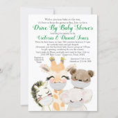 Baby Animals in Masks Drive By Covid Baby Shower Invitation (Front)