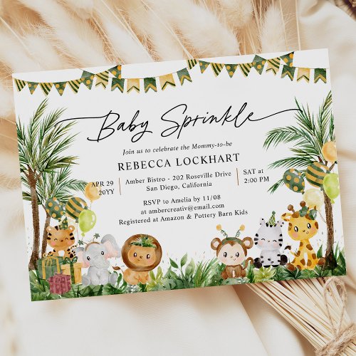 Baby Animals Jungle Party Theme Baby Sprinkle  Invitation