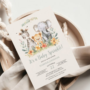 Baby Animals Jungle Safari Zoo Baby Shower Invitation