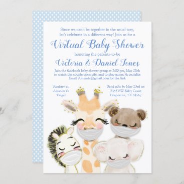 Baby Animals Mask Drive By Covid Baby Shower Invitation