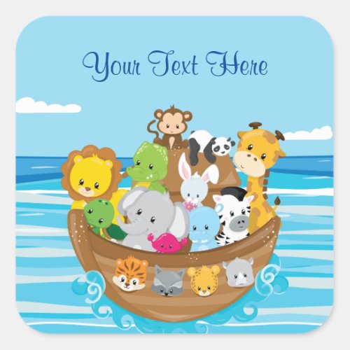 Baby Animals  Noahs Ark  Personalized Square Sticker
