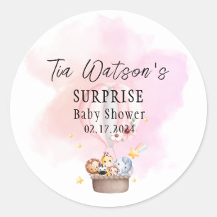 Baby Animals on a Hot Air Balloon Round Sticker