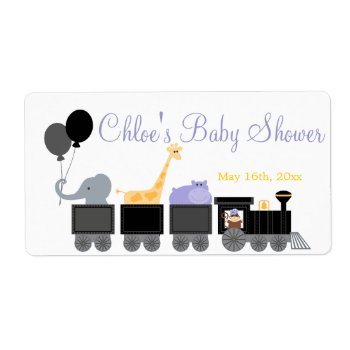 Baby Animals On A Train Baby Shower Bottle Labels by LaBebbaDesigns at Zazzle