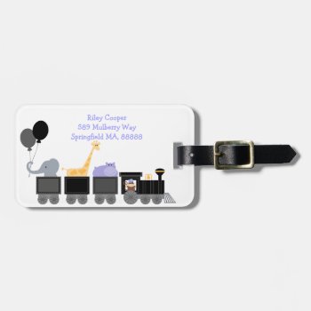 Baby Animals On A Train Luggage Tag by LaBebbaDesigns at Zazzle