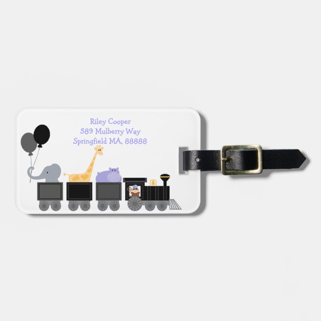 Baby Animals On A Train Luggage Tag (Front Horizontal)