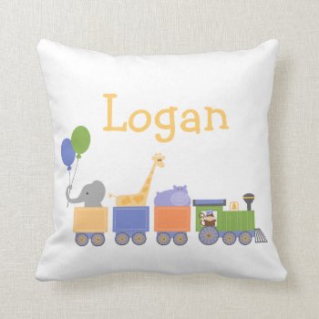Baby Animals On A Train Pillows by LaBebbaDesigns at Zazzle