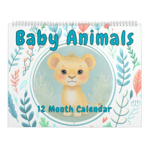 Baby Animals Pastel Colors Shower Nursery Room Calendar