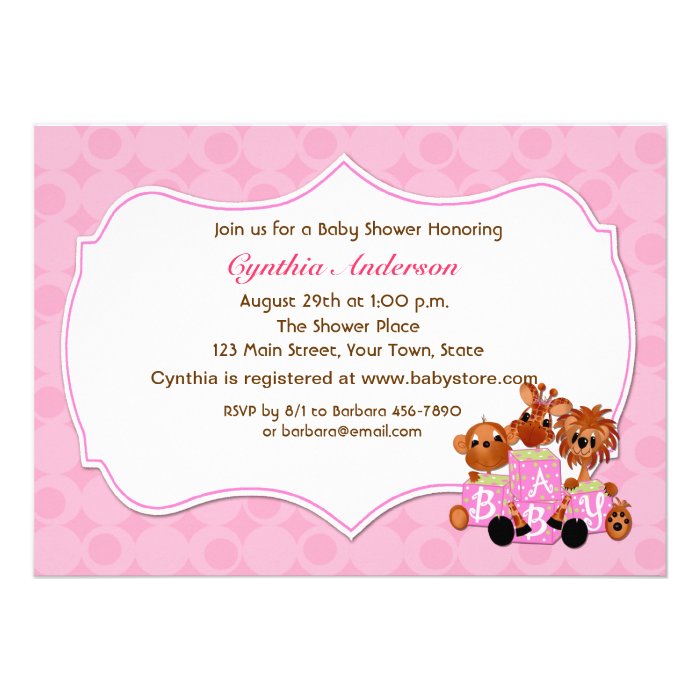 Baby Animals, Pink, Baby Shower Invitation