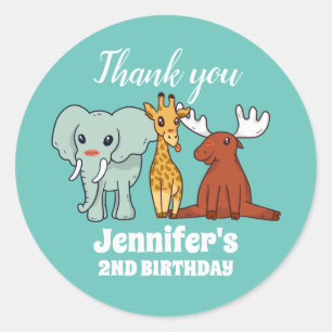 Baby Animals Safari and Zoo Kids Birthday Party Classic Round Sticker