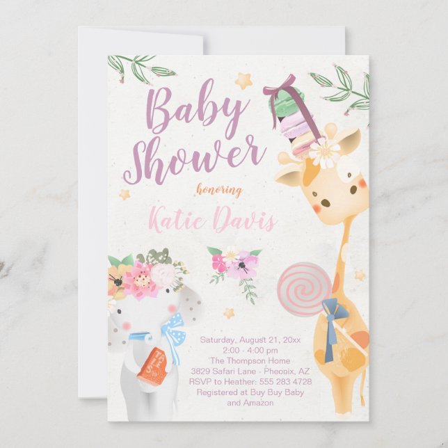 Baby Animals Safari Baby Shower Invitation (Front)