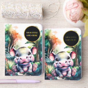 Baby animals safari cute hippo  jungle foliage foil vow books