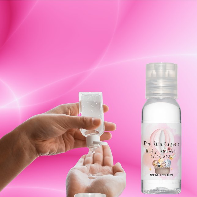 Baby Animals Safari In a Pink Hot Air Balloon Hand Sanitizer (Creator Uploaded)