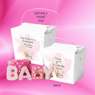 Baby Animals Safari In Pink Hot Air Balloon Favor Boxes