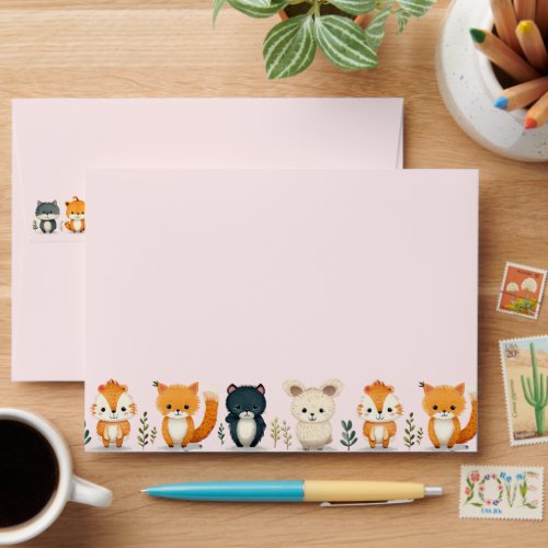 Baby Animals Squirrel Rabbit Fox Cat Envelope