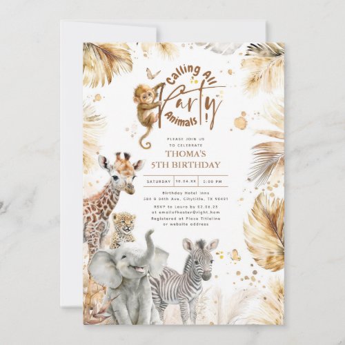Baby Animals Wild Jungle Safari Cute Fun Birthday Invitation