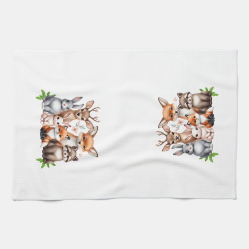 Baby animals with flowers 2 kitchen towel
