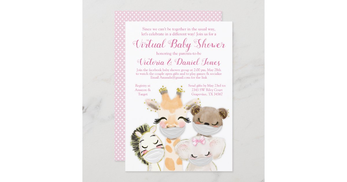 Baby Animals with Masks Drive By Covid Baby Shower Invitation Zazzle