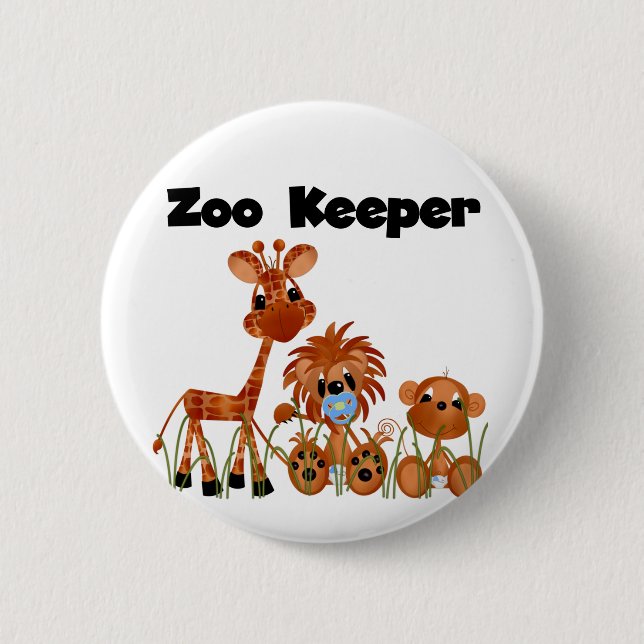Baby Animals Zoo Keeper Tshirts and Gifts Button (Front)