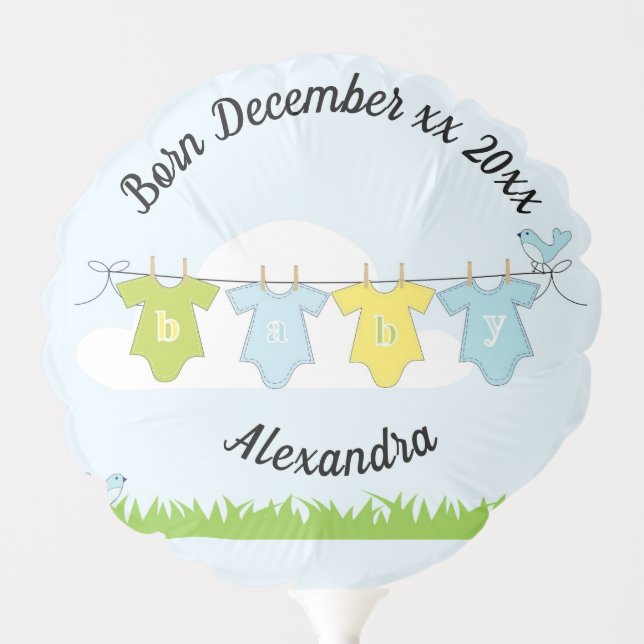 Baby Annoucement Add babys name birthdate Balloon (Front)