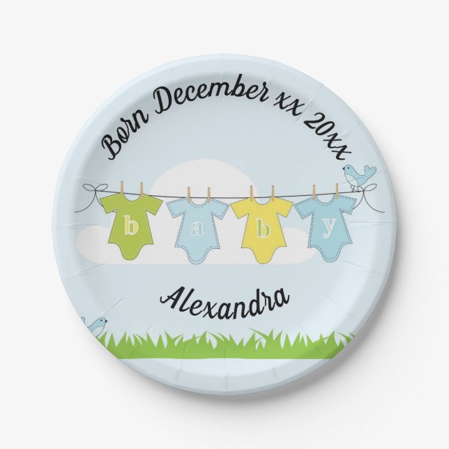 Baby Annoucement  Paper Plates (Front)