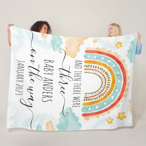 Baby announcement_ And then there were three Fleece Blanket
